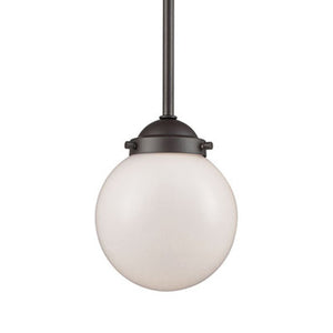 Thomas Lighting Beckett Globe Pendant Light Oil Rubbed Bronze Modern Fixture for Kitchen or Dining 6 inches White CN120151