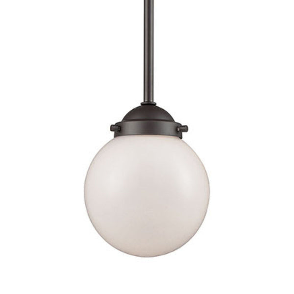 Thomas Lighting Beckett Globe Pendant Light Oil Rubbed Bronze Modern Fixture for Kitchen or Dining 6 inches White CN120151