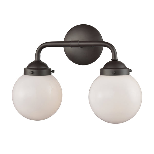 Thomas Lighting Beckett Globe Wall Sconce Oil Rubbed Bronze Clear Glass Ambient Bathroom Light 2-Light Vanity - B CN120211