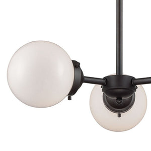Thomas Lighting Beckett Three Light Chandelier Bronze Frame Globe Shades Sculptural Modern Ceiling Fixture CN120321