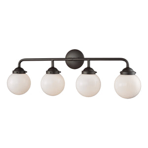 Thomas Lighting Beckett Globe Wall Sconce Oil Rubbed Bronze Clear Glass Ambient Bathroom Light 4-Light Vanity - A CN120411