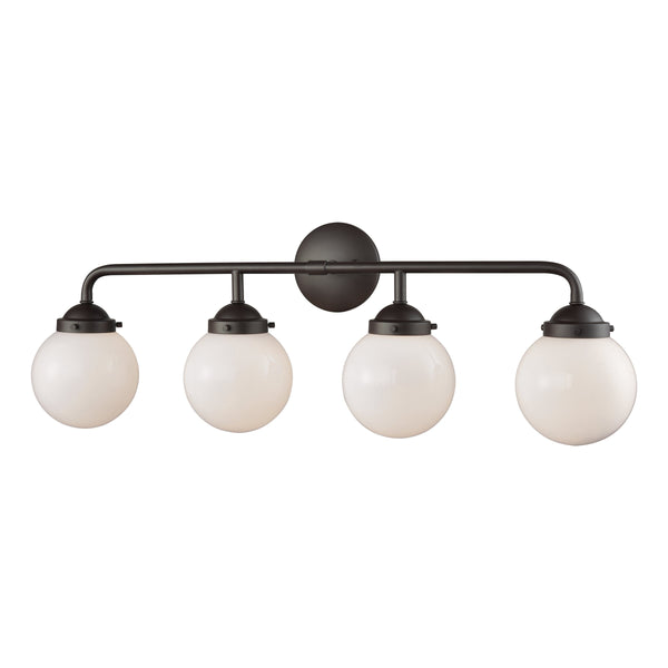 Thomas Lighting Beckett Globe Wall Sconce Oil Rubbed Bronze Clear Glass Ambient Bathroom Light 4-Light Vanity - A CN120411