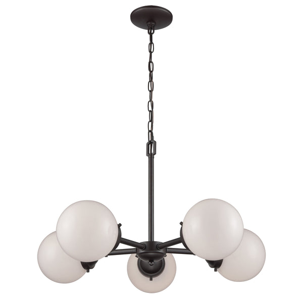 Thomas Lighting Beckett Five Globe Chandelier Oil Rubbed Bronze Frame for Modern Dining Spaces CN120521