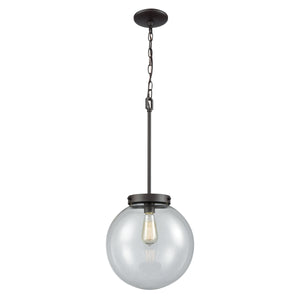 Thomas Lighting Beckett Globe Pendant Light Oil Rubbed Bronze Modern Fixture for Kitchen or Dining 12 inches Clear CN129041