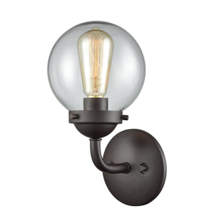 Thomas Lighting Beckett Globe Wall Sconce Oil Rubbed Bronze Clear Glass Ambient Bathroom Light 1-Light Sconce CN129121