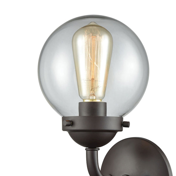 Thomas Lighting Beckett Globe Wall Sconce Oil Rubbed Bronze Clear Glass Ambient Bathroom Light 1-Light Sconce CN129121