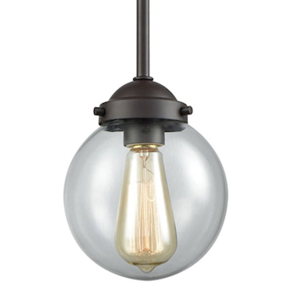 Thomas Lighting Beckett Globe Pendant Light Oil Rubbed Bronze Modern Fixture for Kitchen or Dining 6 inches Clear CN129151