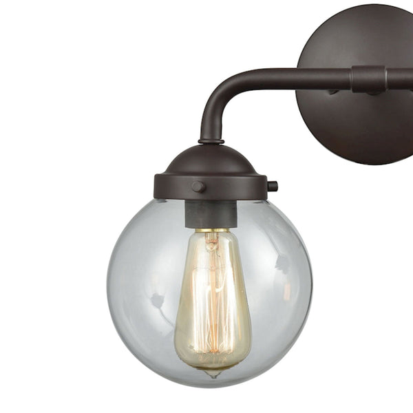 Thomas Lighting Beckett Globe Wall Sconce Oil Rubbed Bronze Clear Glass Ambient Bathroom Light 2-Light Vanity - A CN129211