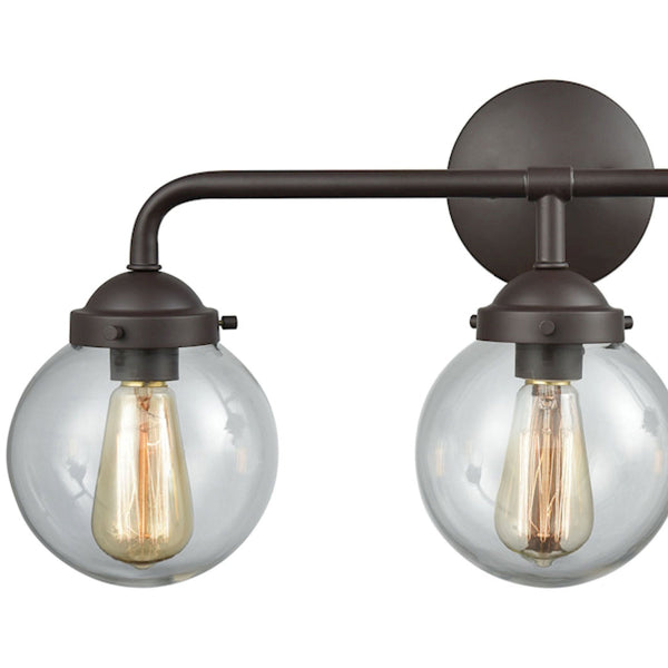 Thomas Lighting Beckett Globe Wall Sconce Oil Rubbed Bronze Clear Glass Ambient Bathroom Light 3-Light Vanity CN129311