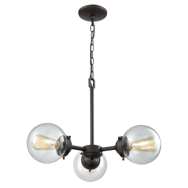 Thomas Lighting Beckett Three Light Chandelier with Globe Shades in Oil Rubbed Bronze for Modern Rooms CN129321