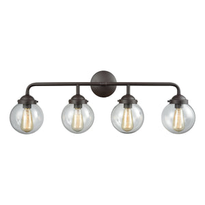 Thomas Lighting Beckett Globe Wall Sconce Oil Rubbed Bronze Clear Glass Ambient Bathroom Light 4-Light Vanity - B CN129411