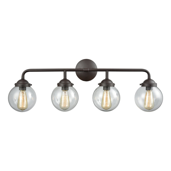 Thomas Lighting Beckett Globe Wall Sconce Oil Rubbed Bronze Clear Glass Ambient Bathroom Light 4-Light Vanity - B CN129411