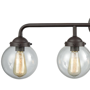 Thomas Lighting Beckett Globe Wall Sconce Oil Rubbed Bronze Clear Glass Ambient Bathroom Light 4-Light Vanity - B CN129411