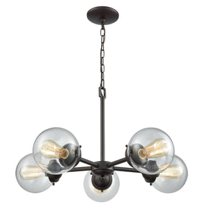 Thomas Lighting Beckett Five Light Globe Chandelier with Bronze Frame for Dining and Living Rooms CN129521