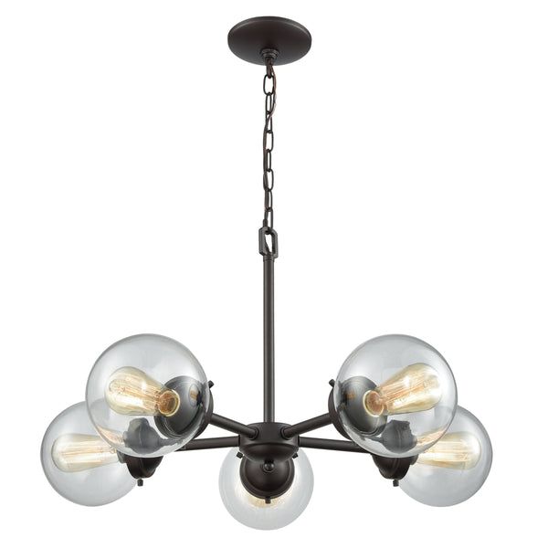 Thomas Lighting Beckett Five Light Globe Chandelier with Bronze Frame for Dining and Living Rooms CN129521