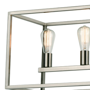 Thomas Lighting Williamsport Three Light Chandelier Brushed Metal Minimalist Dining Entryway Ceiling Fixture Nickel 37'' Wide 5-Light Linear CN150522