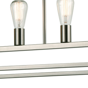 Thomas Lighting Williamsport Three Light Chandelier Brushed Metal Minimalist Dining Entryway Ceiling Fixture Nickel 37'' Wide 5-Light Linear CN150522