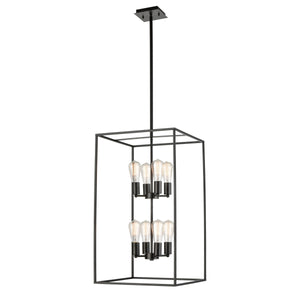 Thomas Lighting Williamsport Three Light Chandelier Brushed Metal Minimalist Dining Entryway Ceiling Fixture Bronze 17'' Wide 8-Light CN150881