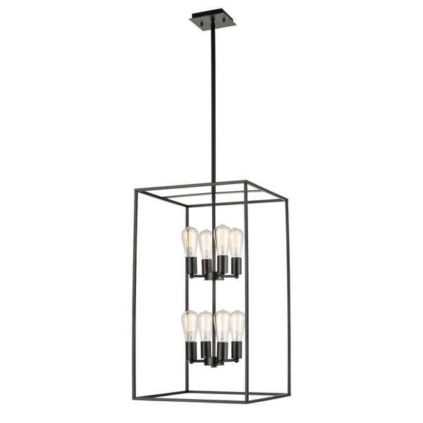 Thomas Lighting Williamsport Three Light Chandelier Brushed Metal Minimalist Dining Entryway Ceiling Fixture Bronze 17'' Wide 8-Light CN150881