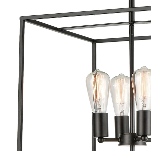 Thomas Lighting Williamsport Three Light Chandelier Brushed Metal Minimalist Dining Entryway Ceiling Fixture Bronze 17'' Wide 8-Light CN150881