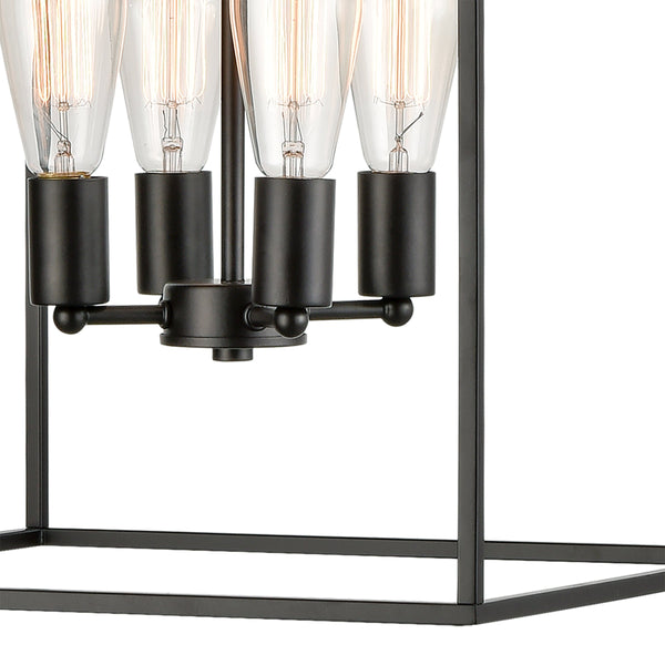 Thomas Lighting Williamsport Three Light Chandelier Brushed Metal Minimalist Dining Entryway Ceiling Fixture Bronze 17'' Wide 8-Light CN150881