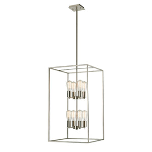 Thomas Lighting Williamsport Three Light Chandelier Brushed Metal Minimalist Dining Entryway Ceiling Fixture Nickel 17'' Wide 8-Light CN150882