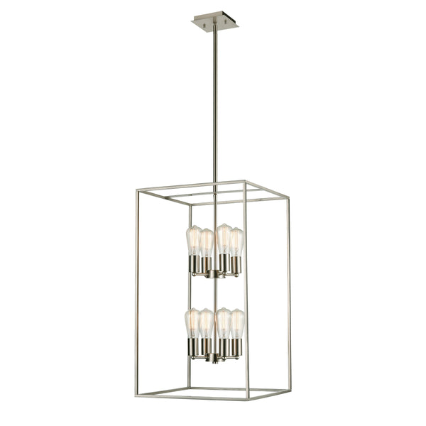 Thomas Lighting Williamsport Three Light Chandelier Brushed Metal Minimalist Dining Entryway Ceiling Fixture Nickel 17'' Wide 8-Light CN150882