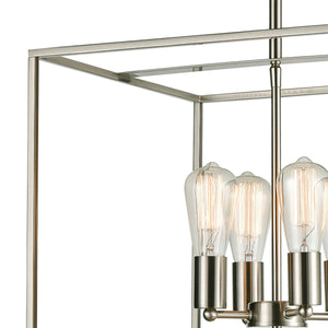 Thomas Lighting Williamsport Three Light Chandelier Brushed Metal Minimalist Dining Entryway Ceiling Fixture Nickel 17'' Wide 8-Light CN150882