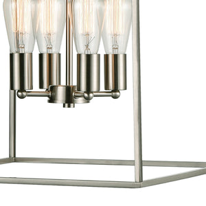 Thomas Lighting Williamsport Three Light Chandelier Brushed Metal Minimalist Dining Entryway Ceiling Fixture Nickel 17'' Wide 8-Light CN150882