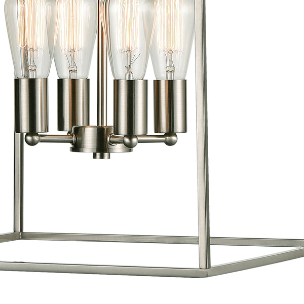 Thomas Lighting Williamsport Three Light Chandelier Brushed Metal Minimalist Dining Entryway Ceiling Fixture Nickel 17'' Wide 8-Light CN150882