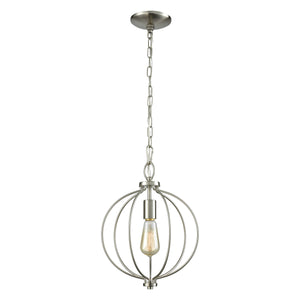Thomas Lighting Williamsport Single Bulb Metal Mini Pendant Light for Kitchen or Entryway Spaces Nickel 11 inches CN15712