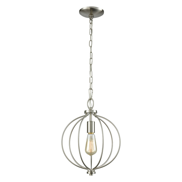 Thomas Lighting Williamsport Single Bulb Metal Mini Pendant Light for Kitchen or Entryway Spaces Nickel 11 inches CN15712