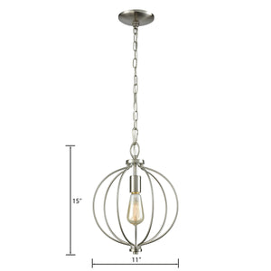 Thomas Lighting Williamsport Single Bulb Metal Mini Pendant Light for Kitchen or Entryway Spaces Nickel 11 inches CN15712