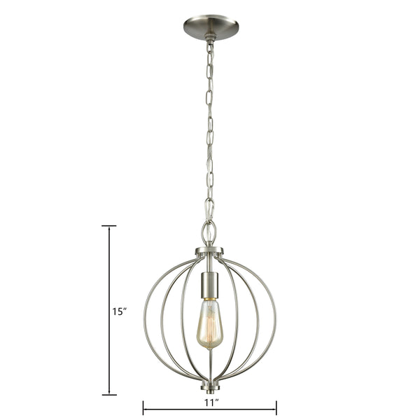 Thomas Lighting Williamsport Single Bulb Metal Mini Pendant Light for Kitchen or Entryway Spaces Nickel 11 inches CN15712