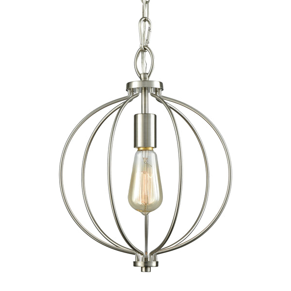 Thomas Lighting Williamsport Single Bulb Metal Mini Pendant Light for Kitchen or Entryway Spaces Nickel 11 inches CN15712