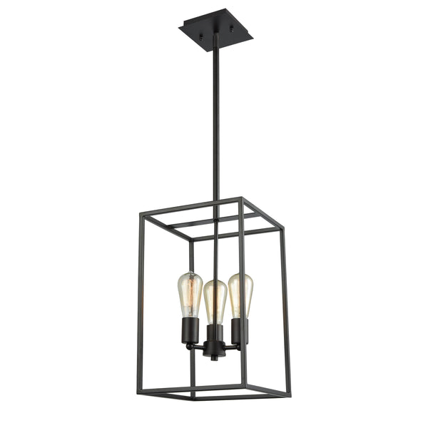 Thomas Lighting Williamsport Three Light Chandelier Brushed Metal Minimalist Dining Entryway Ceiling Fixture Bronze 10'' Wide 3-Light CN15831