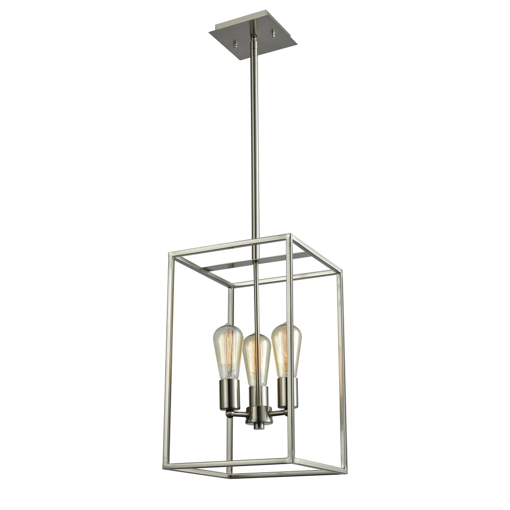 Thomas Lighting Williamsport Three Light Chandelier Brushed Metal Minimalist Dining Entryway Ceiling Fixture Nickel 10'' Wide 3-Light CN15832