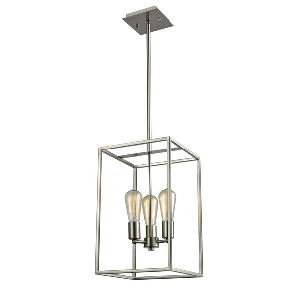 Thomas Lighting Williamsport Three Light Chandelier Brushed Metal Minimalist Dining Entryway Ceiling Fixture Nickel 10'' Wide 3-Light CN15832