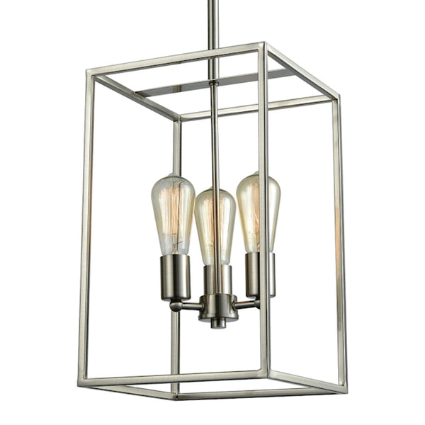 Thomas Lighting Williamsport Three Light Chandelier Brushed Metal Minimalist Dining Entryway Ceiling Fixture Nickel 10'' Wide 3-Light CN15832