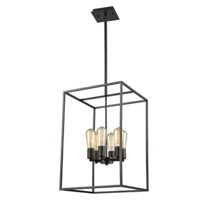 Thomas Lighting Williamsport Three Light Chandelier Brushed Metal Minimalist Dining Entryway Ceiling Fixture Bronze 14'' Wide 6-Light CN15861