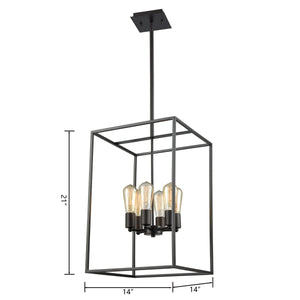 Thomas Lighting Williamsport Three Light Chandelier Brushed Metal Minimalist Dining Entryway Ceiling Fixture Bronze 14'' Wide 6-Light CN15861