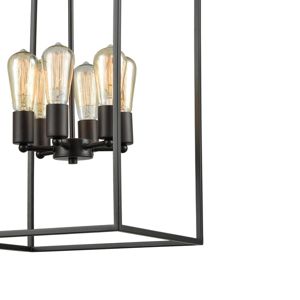 Thomas Lighting Williamsport Three Light Chandelier Brushed Metal Minimalist Dining Entryway Ceiling Fixture Bronze 14'' Wide 6-Light CN15861