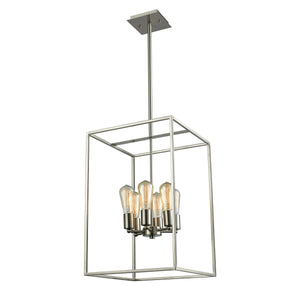Thomas Lighting Williamsport Three Light Chandelier Brushed Metal Minimalist Dining Entryway Ceiling Fixture Nickel 14'' Wide 6-Light CN15862