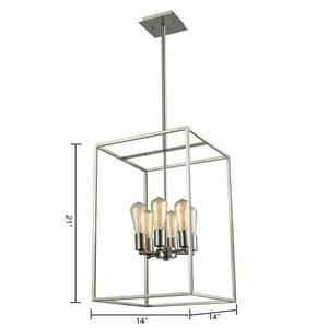 Thomas Lighting Williamsport Three Light Chandelier Brushed Metal Minimalist Dining Entryway Ceiling Fixture Nickel 14'' Wide 6-Light CN15862