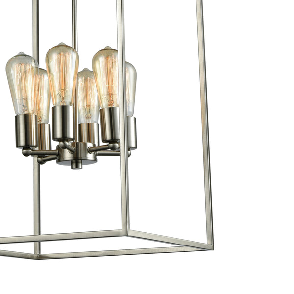 Thomas Lighting Williamsport Three Light Chandelier Brushed Metal Minimalist Dining Entryway Ceiling Fixture Nickel 14'' Wide 6-Light CN15862