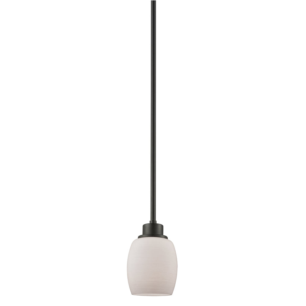 Thomas Lighting Casual Mission Opal Glass Mini Pendant Light Brushed Metal for Kitchen or Hallway Bronze CN170151
