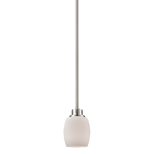 Thomas Lighting Casual Mission Opal Glass Mini Pendant Light Brushed Metal for Kitchen or Hallway Nickel CN170152