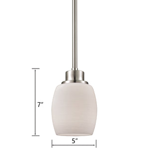 Thomas Lighting Casual Mission Opal Glass Mini Pendant Light Brushed Metal for Kitchen or Hallway Nickel CN170152