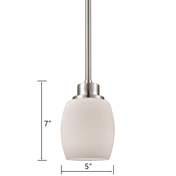 Thomas Lighting Casual Mission Opal Glass Mini Pendant Light Brushed Metal for Kitchen or Hallway Nickel CN170152