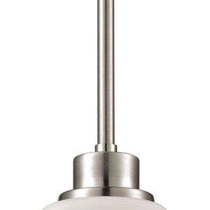 Thomas Lighting Casual Mission Opal Glass Mini Pendant Light Brushed Metal for Kitchen or Hallway Nickel CN170152